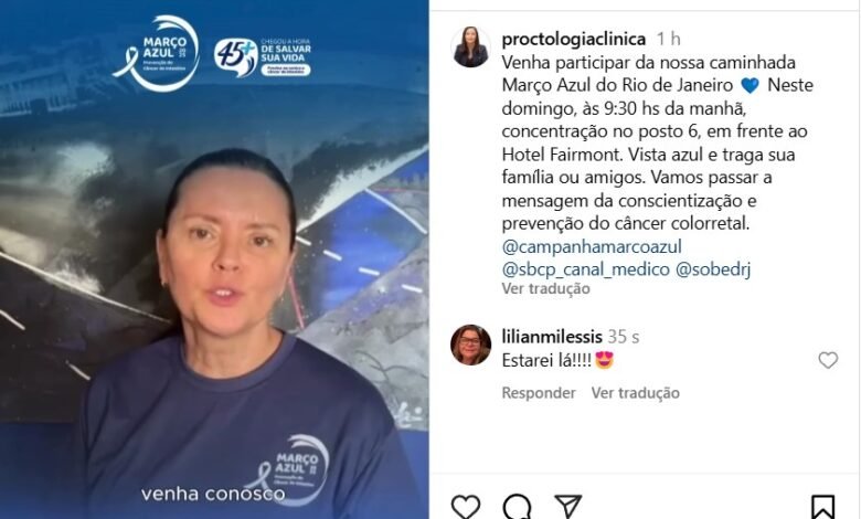 Caminhada do Março Azul contra o Câncer, na Orla de Copacabana
